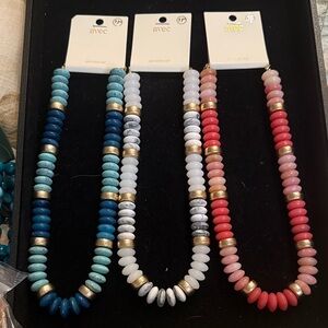 Women's Beaded Necklace Set - Blue, White, Pink